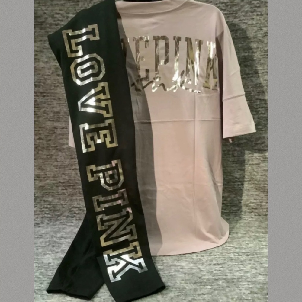 Victoria Secret Pink large XLarge Varsity Short
Sleeved Bling Tee Huge Back VS